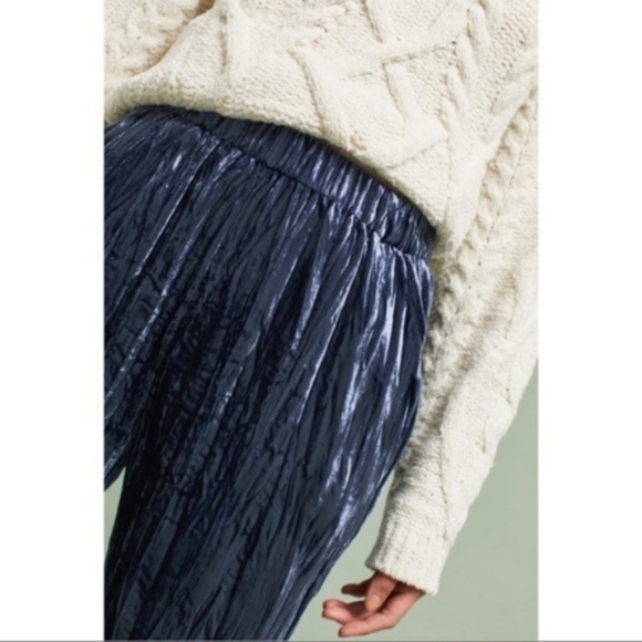 Anthro Velvet Cropped Ett Wa Joggers Pockets - Picture 3 of 5